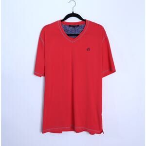 HAMMER MADE Isanti V Neck Tee Red Short Sleeve Knit Top Men's XL